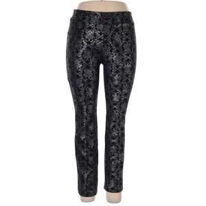 Lena Gabrielle Pull on Dress Pants‎ ankle cut, Black with Silver Paisley Print 8